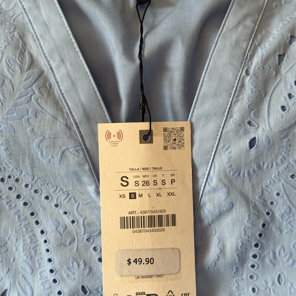 Zara Light Blue Mini Dress with Belt - Picture 3 of 3